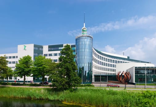 exterior of the Saxion school Deventer. Saxion is a Dutch school of higher education with offices in Enschede, Deventer, Apeldoorn and Hengelo.