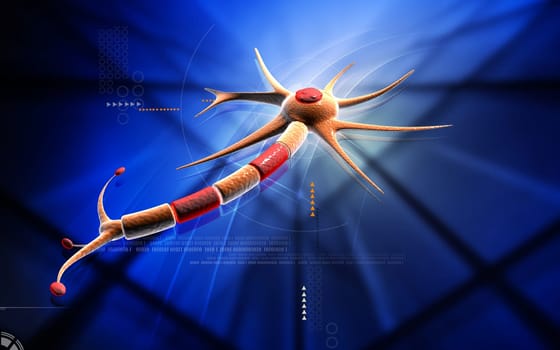 Digital illustration of neuron in colour background