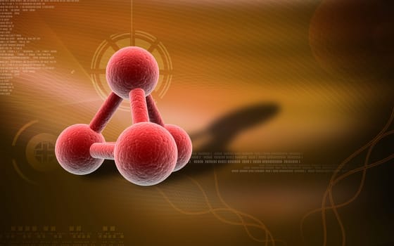 Digital illustration of molecules in colour background