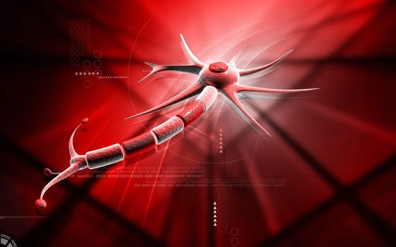 Digital illustration of neuron in colour background
