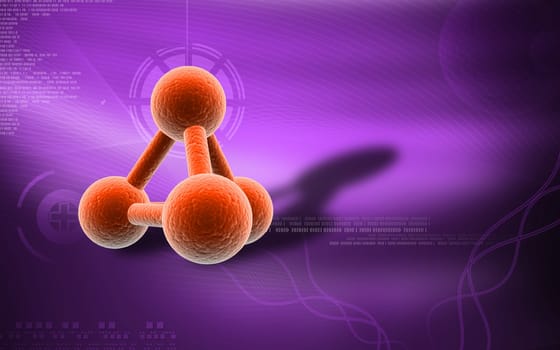 Digital illustration of molecules in colour background