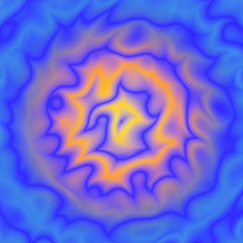 Background with concentric jagged shapes of various colours, from yellow to blue