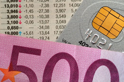 Financial Journal, Credit Card and 500 euro