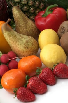 Colorful fresh group of fruits and vegetables