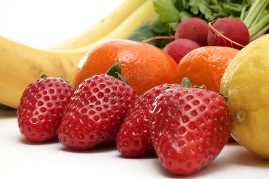 Colorful fresh group of fruits and vegetables