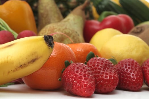 Colorful fresh group of fruits and vegetables