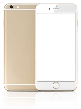New Smartphone with blank screen on white background.