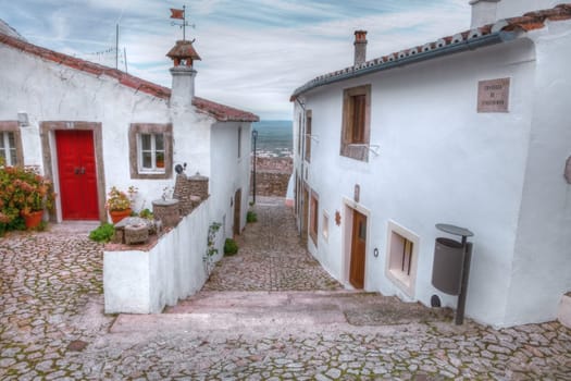 Emblematic whitewashed architecture in Marvao, Alentejo, Portalegre, Portugal