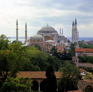 Mosque with gardens in Istanbul, Turkey
