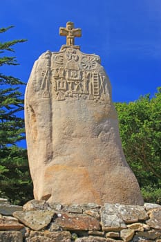 The Christianized Menhir of Saint Uzec,Trébeurden,département of Cotes-dArmor,Brittany,France - erected ca. 2,500 BC,Christianized 1674