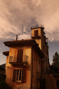 The Square in the Fishingvillage of Orta on the Lake Orta in the Lombardia in north Italy.