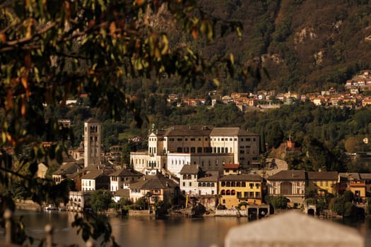 The Isla San Giulio in the Ortasee outside of the Fishingvillage of Orta on the Lake Orta in the Lombardia  in north Italy.