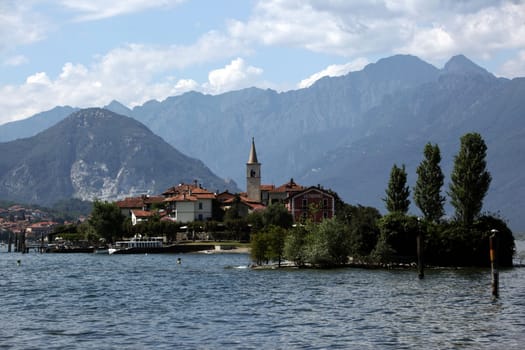 The isalnd of Isla Pescatori on the Lago maggiore in the Lombardia in north Italy.