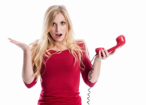 annoyed woman screams in the phone