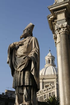 the Dom Sant Agata at the Piazza del Duomo in the old town of Catania in Sicily in south Italy in Europe.