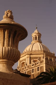 the Dom Sant Agata at the Piazza del Duomo in the old town of Catania in Sicily in south Italy in Europe.