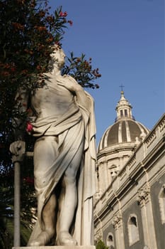 the Dom Sant Agata at the Piazza del Duomo in the old town of Catania in Sicily in south Italy in Europe.
