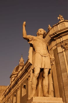 the Dom Sant Agata at the Piazza del Duomo in the old town of Catania in Sicily in south Italy in Europe.