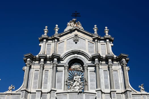 the cathedral sant agata at the piazza del duomo in the old town of catania in sicily in south italy in europe.