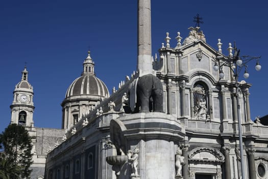 the Dom Sant Agata at the Piazza del Duomo in the old town of Catania in Sicily in south Italy in Europe.