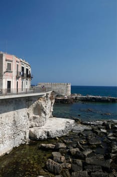 the old Town of Siracusa in Sicily in south Italy in Europe.