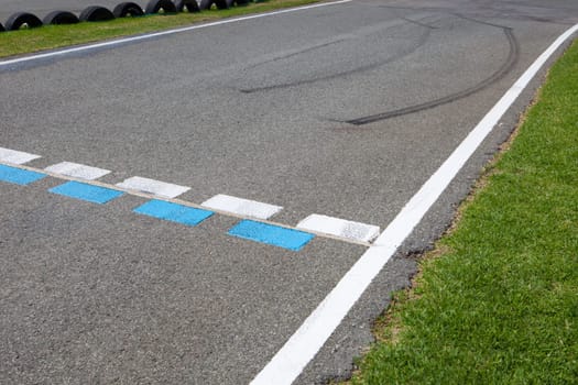 Karting circuit turn on a empty open-air race car circuit