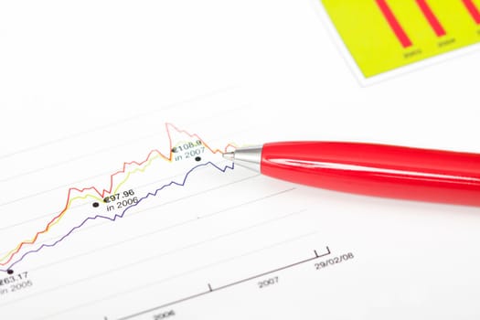 Pen over business chart. Accounting concept
