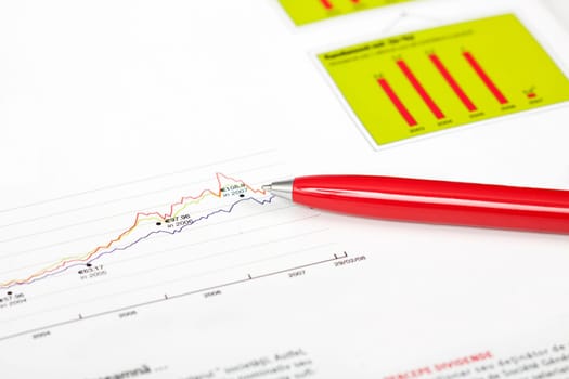 Pen over business chart. Accounting concept