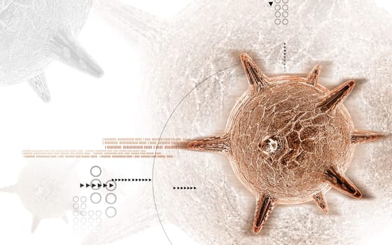 Digital illustration of herpes virus in colour background