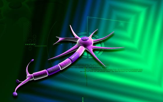 Digital illustration of neuron in colour background