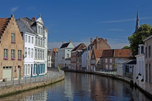 The houses lining the canal in Bruges (Flanders, Belgium)