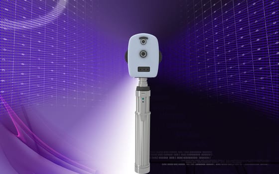 Digital illustration of ophthalmoscope in colour background