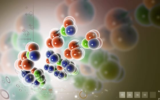 Digital illustration DNA structure in colour background