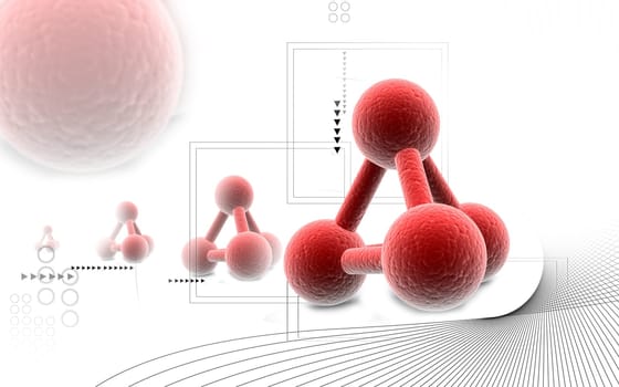 Digital illustration of molecules in colour background