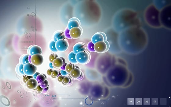 Digital illustration DNA structure in colour background