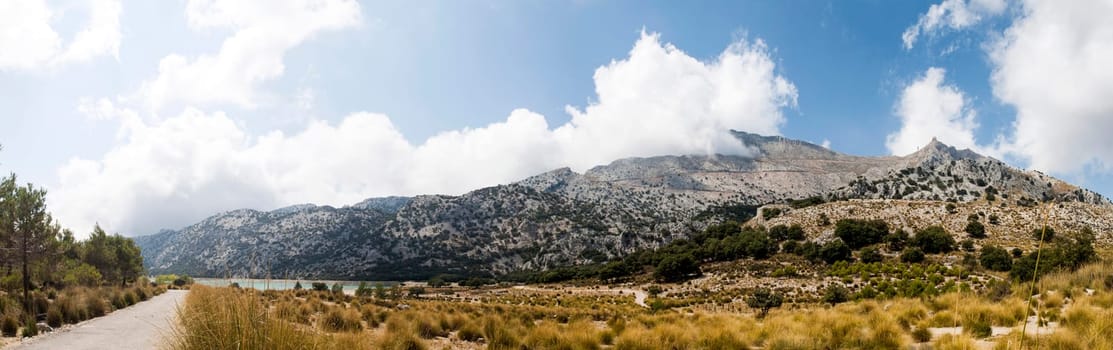 Fresh, clean summer landscape panorama (Serra de Tramuntana, Mallorca island, Spain)