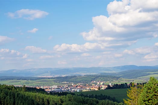 Landscape with town in Slovakia