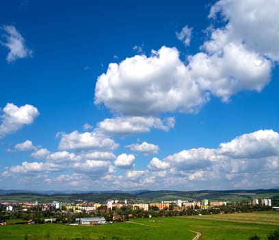 Landscape with town in Slovakia
