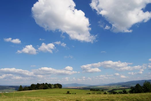 Landscape with villages and clouds