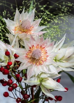 Bouquet of flowers with Serruria and Barberitze
