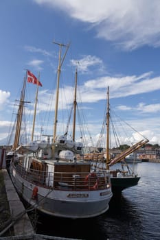 Motor ship in the ferry port of Svendborg,Fyn,Denmark