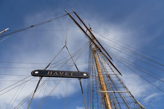 Mast of a sailing ship in the ferry port of Svendborg,Fyn,Denmark