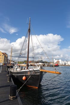 Einmaster in the ferry port of Svendborg,Fyn,Denmark