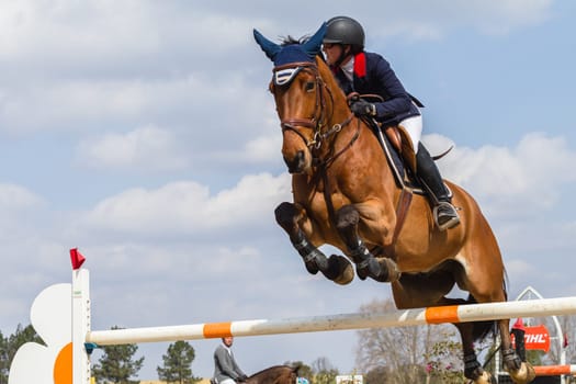 Horse Jumping Nationals Championship  scenes and close-up action of riders men woman at Shongweni Hillcrest outside Durban South Africa  10th Aug 2014