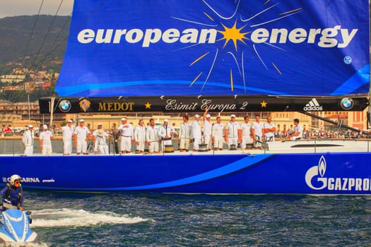 TRIESTE, ITALY - OCTOBER, 12: Esimit Europa 2 the winner of the 46° Barcolana regatta