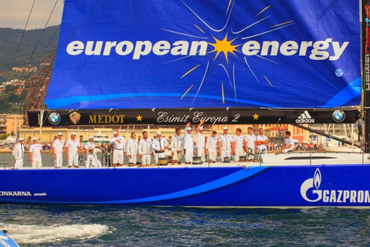 TRIESTE, ITALY - OCTOBER, 12: Esimit Europa 2 the winner of the 46° Barcolana regatta