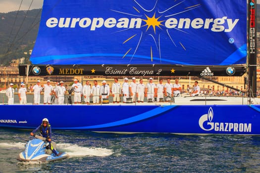 TRIESTE, ITALY - OCTOBER, 12: Esimit Europa 2 the winner of the 46° Barcolana regatta