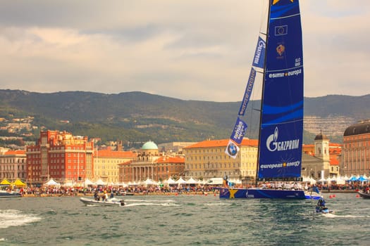 TRIESTE, ITALY - OCTOBER, 12: Esimit Europa 2 the winner of the 46° Barcolana regatta