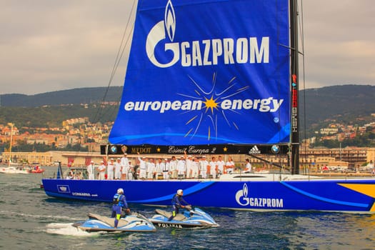 TRIESTE, ITALY - OCTOBER, 12: Esimit Europa 2 the winner of the 46° Barcolana regatta