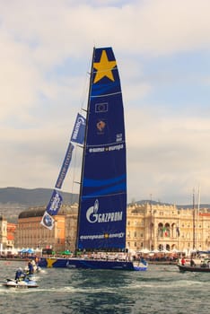 TRIESTE, ITALY - OCTOBER, 12: Esimit Europa 2 the winner of the 46° Barcolana regatta